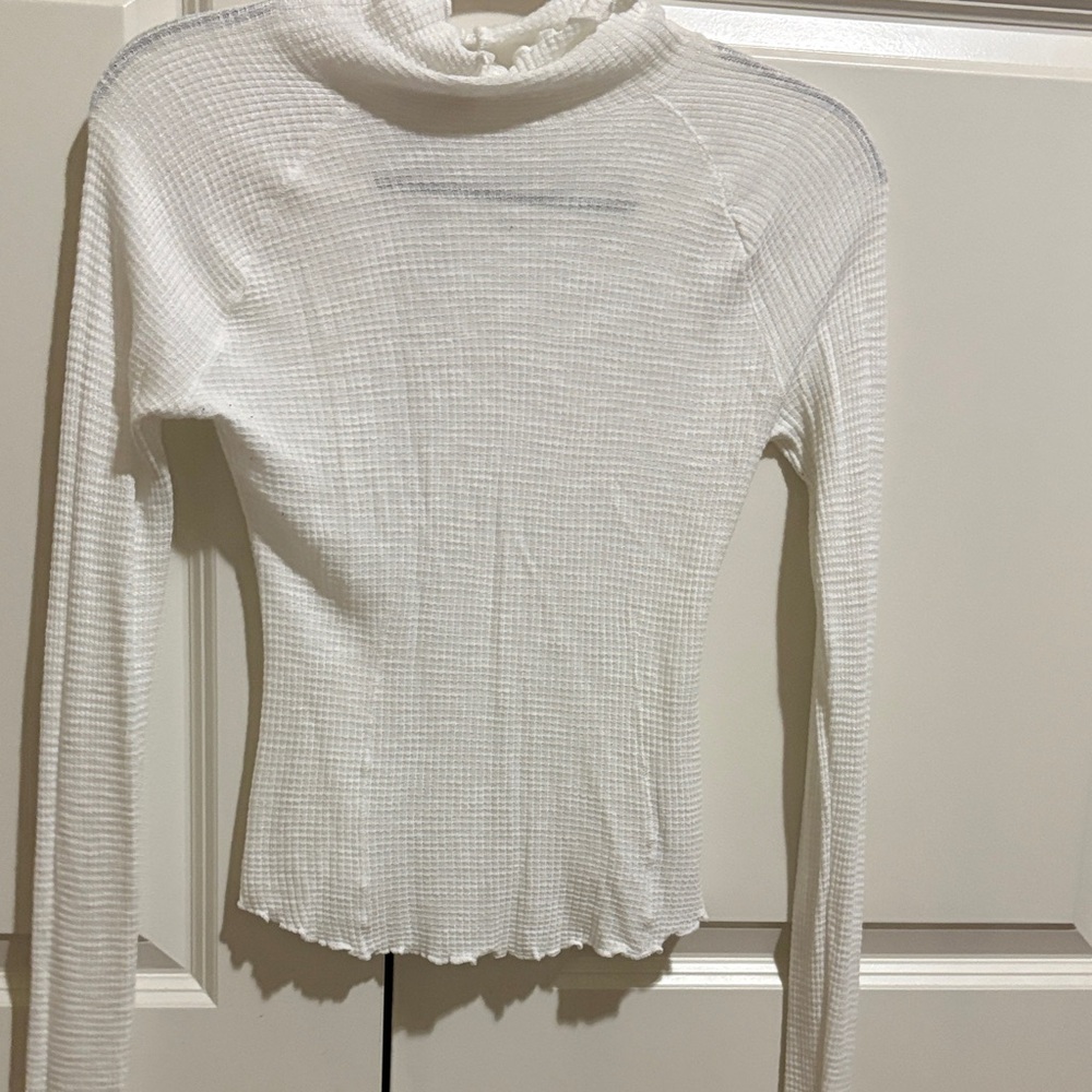 Free People White Long Sleeve Top